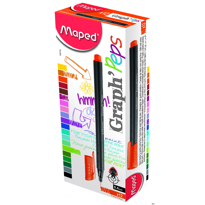 Cienkopis Maped GraphPeps pomarańczowy 0,4mm z metalową końcówką i ergonomicznym kształtem