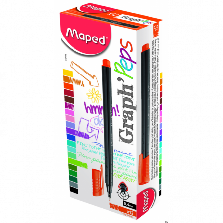 Cienkopis Maped GraphPeps pomarańczowy 0,4mm z metalową końcówką i ergonomicznym kształtem