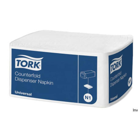 Serwetki dyspenserowe Tork, 1 warstwa, celuloza, 32x33 cm, białe, 7200 sztuk, system N1