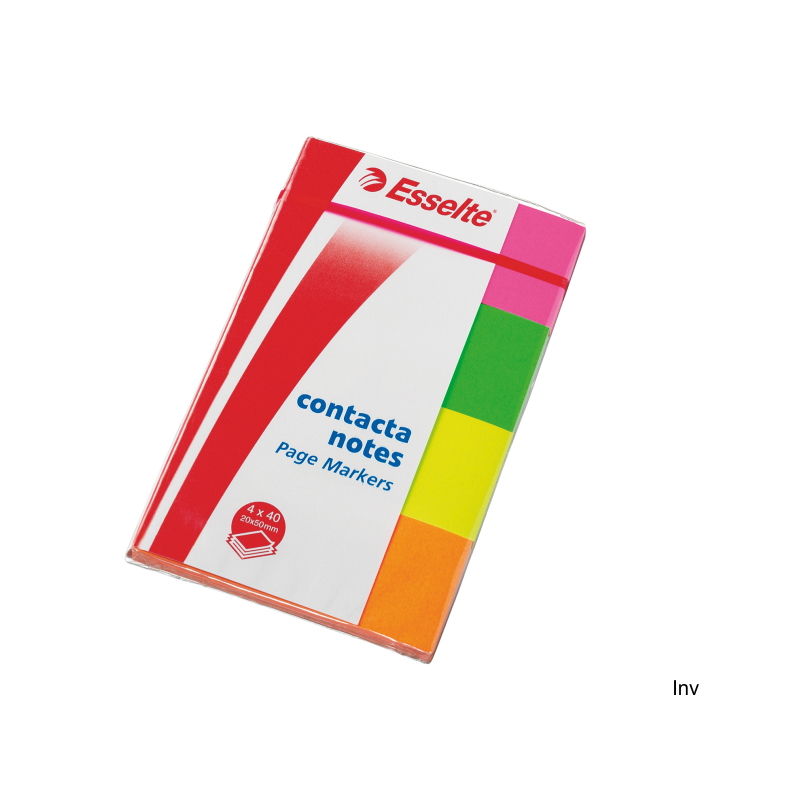 Zakładki samoprzylepne Esselte neon 20x50 mm 4 kolory (różowy, żółty, zielony, pomarańczowy) 160 sztuk