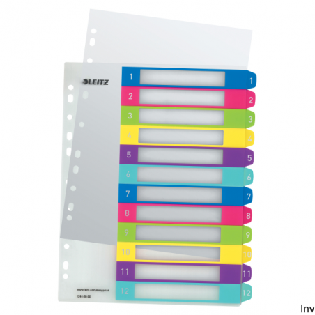 Przekładki plastikowe Leitz WOW 1-12 A4+ do zadruku, transparentne, 0,3 mm, 11 otworów