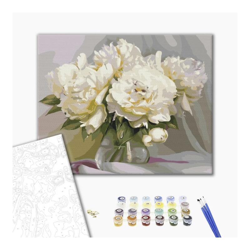 Malowanie po numerach BRUSHME, 40x50 cm, wyśmienita delikatność piwonii, 1 szt., w pudełku