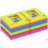 Post-It 3M Bloczek samoprzylepny Super Sticky 76x76mm, Zestaw 12x90 kart, Neonowe 654