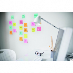 Post-It 3M Bloczek samoprzylepny Super Sticky 76x76mm, Zestaw 12x90 kart, Neonowe 654