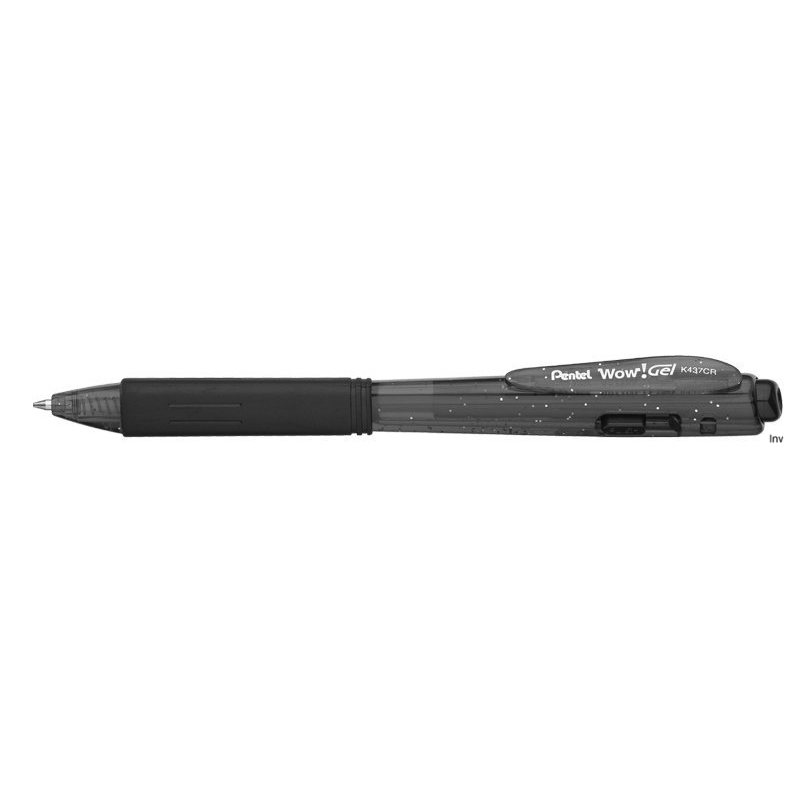Długopis żelowy 0,7 mm czarny Pentel K437CR-A z trójkątnym uchwytem i brokatowym korpusem