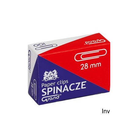 Spinacze biurowe Grand R-28 mm potrójnie galwanizowane 100 sztuk w opakowaniu 10 sztuk