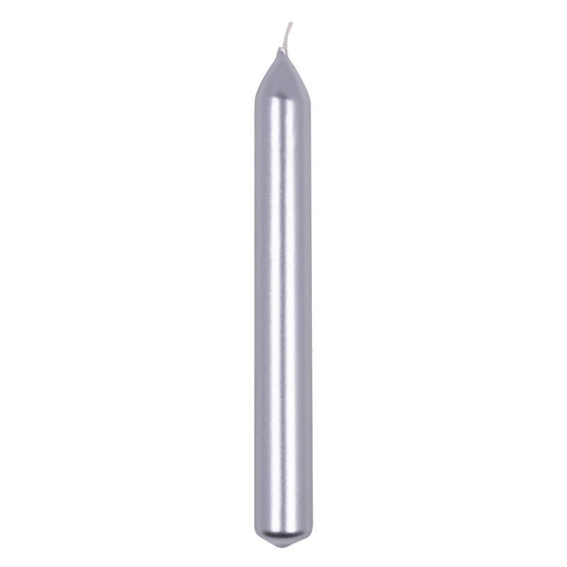 Świeca stołowa prosta DONAU HOME, lakierowana, 20x170 mm, 10 szt., srebrna