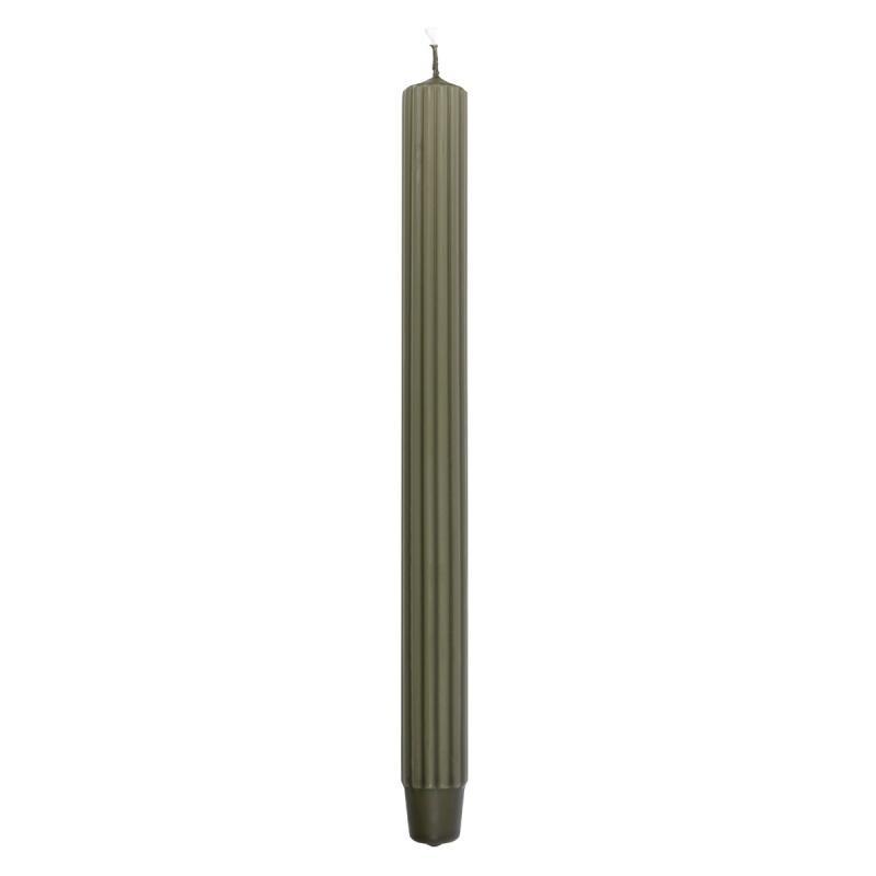 Świeca stołowa długa ryflowana DONAU HOME, 25x300 mm, 4 szt., khaki