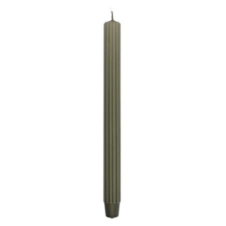 Świeca stołowa długa ryflowana DONAU HOME, 25x300 mm, 4 szt., khaki
