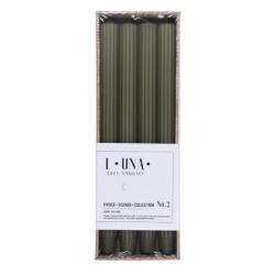 Świeca stołowa długa ryflowana DONAU HOME, 25x300 mm, 4 szt., khaki