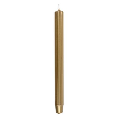 Świeca stołowa długa ryflowana DONAU HOME, lakierowana, 25x300 mm, 4 szt., złota