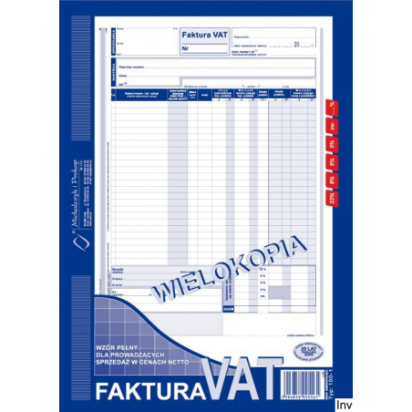 Faktura VAT A4 pełny wzór Michalczyk i Prokop do sprzedaży w cenach netto
