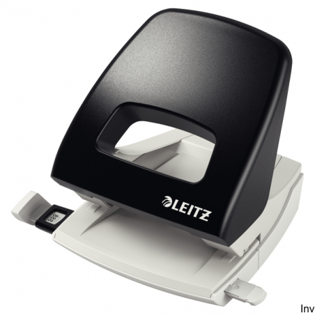 Dziurkacz duży Leitz 5005 czarny do 25 kartek z metalową podstawą i ergonomicznym uchwytem