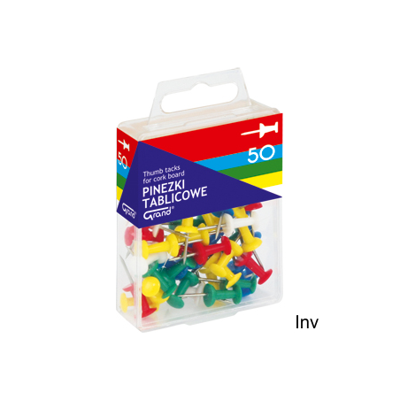 Pinezki tablicowe Grand 110-1116, opakowanie 50 sztuk, plastikowe