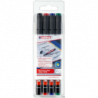 Edding Foliopis 1.0 Marker OHP z okrągłą końcówką, 4 kolory, 1 mm, wodoodporny, usuwalny alkoholem
