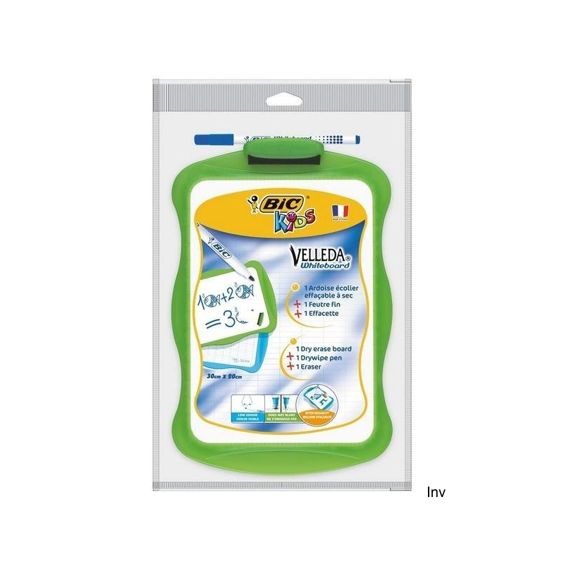 Tablica suchościeralna BIC Kids Velleda 30 x 20 cm z markerem i wymazywaczem, blister 1 sztuka