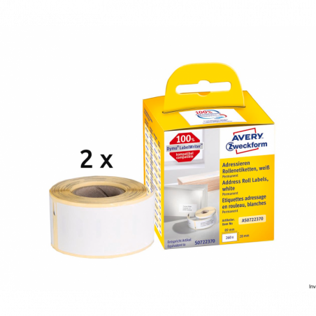 Etykiety adresowe Avery Zweckform 28x89 mm, białe, 260 sztuk w rolce do termodruku