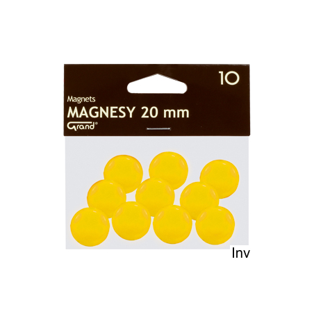 Magnesy kolorowe 20 mm żółte 10 sztuk Grand