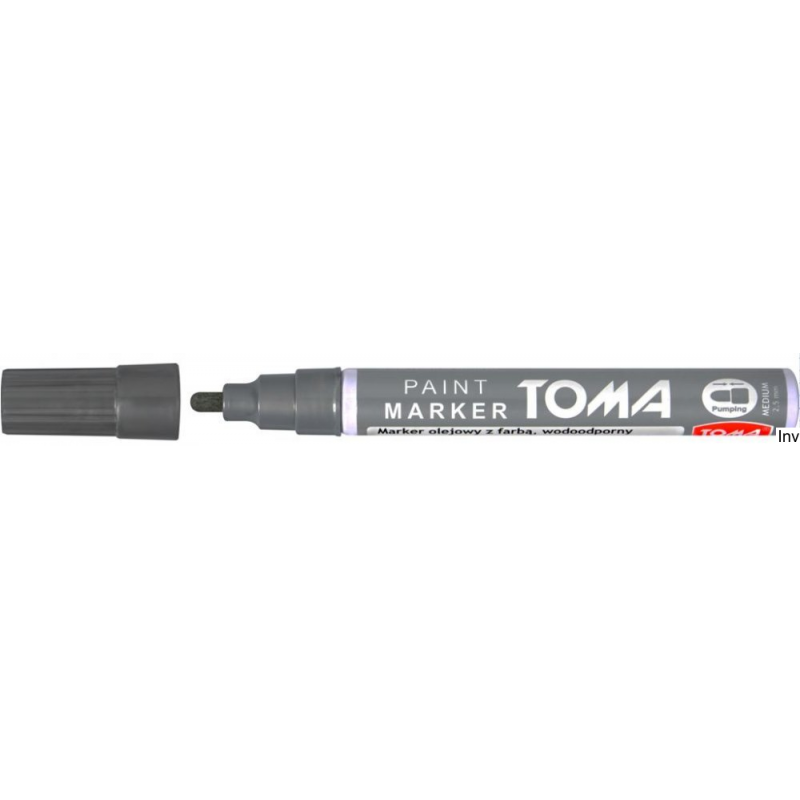 Marker olejowy szary 2,5 mm Toma, fibrowa końcówka, wodoodporny tusz, 10 ml