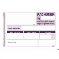 Rachunek dowód przyjęcia pojazdu na parking niestrzeżony Michalczyk i Prokop