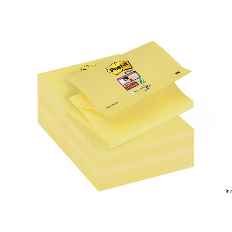 Bloczek samoprzylepny Post-it Super Sticky Z-Notes żółty 76x127 mm, 12 sztuk po 90 kartek