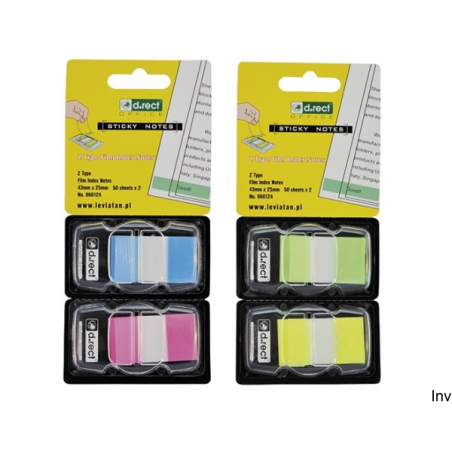 Zakładki indeksujące D.Rect PET Z-TYPE 43x25 mm neon zielone/żółte 2x50 sztuk 960124
