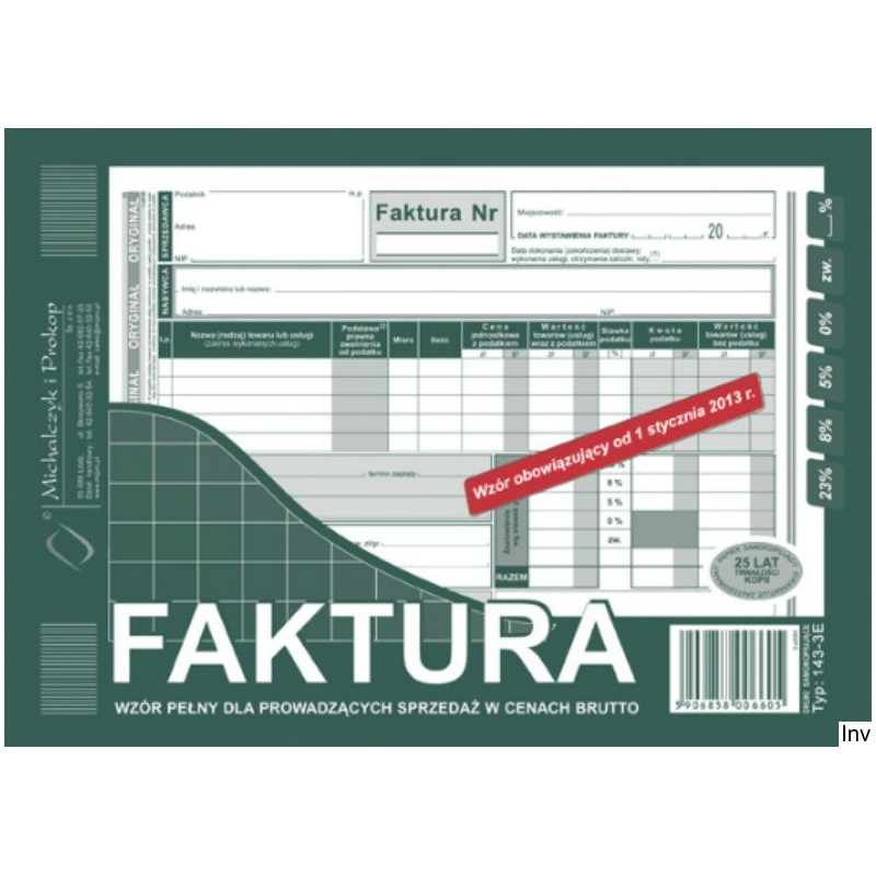 143-3E Faktura VAT MICHALCZYK&PROKOP A5 80 kartek