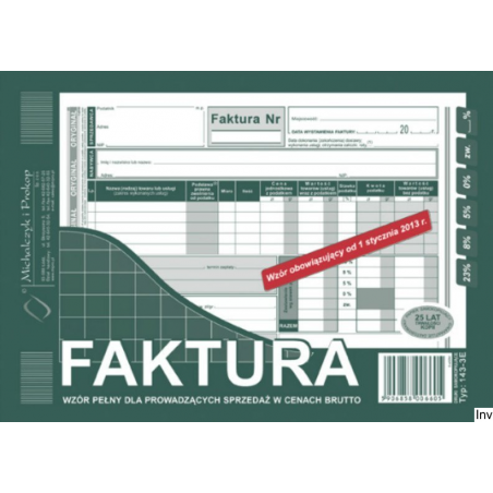 143-3E Faktura VAT MICHALCZYK&PROKOP A5 80 kartek