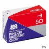 Pinezki srebrne Grand, 50 sztuk w opakowaniu, 10 paczek