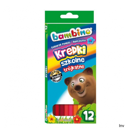 Kredki ołówkowe trójkątne Bambino 12 kolorów 18 cm w opakowaniu kartonowym