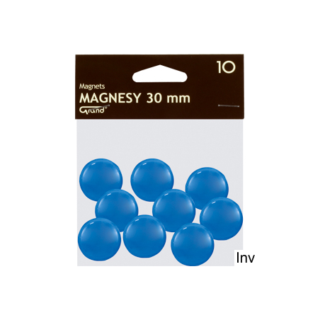 Magnesy niebieskie 30 mm Grand, opakowanie 10 sztuk do tablic magnetycznych