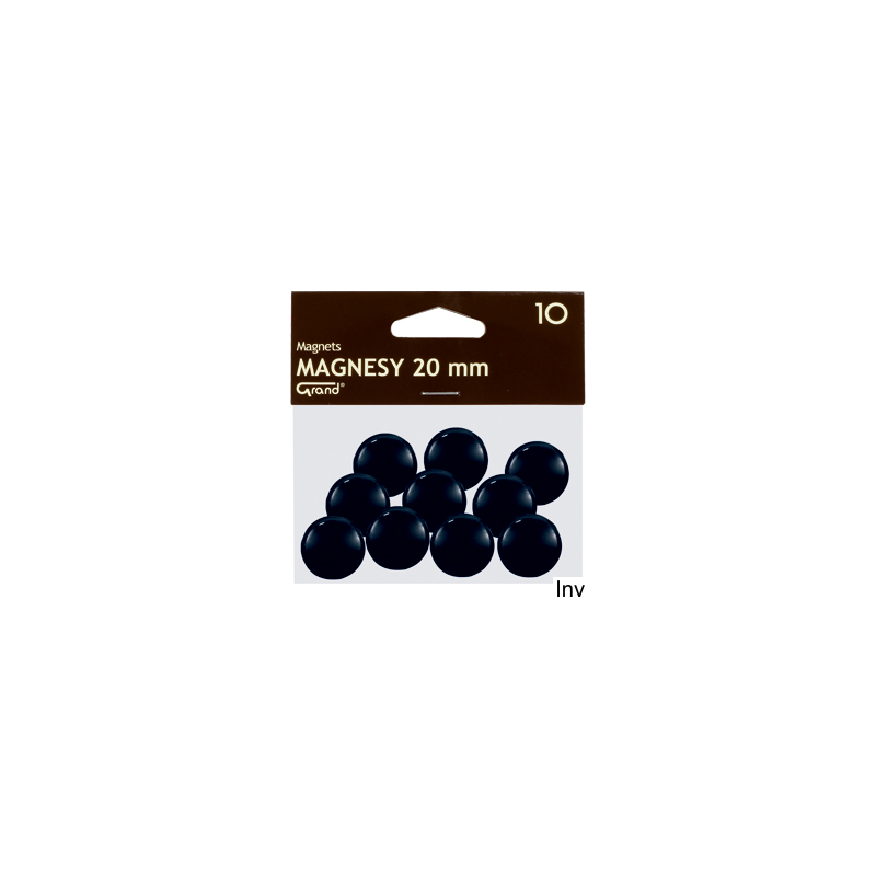 Magnesy czarne 20 mm Grand, opakowanie 10 sztuk do tablic magnetycznych