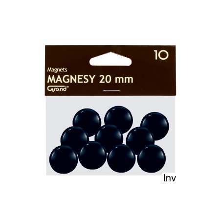 Magnesy czarne 20 mm Grand, opakowanie 10 sztuk do tablic magnetycznych
