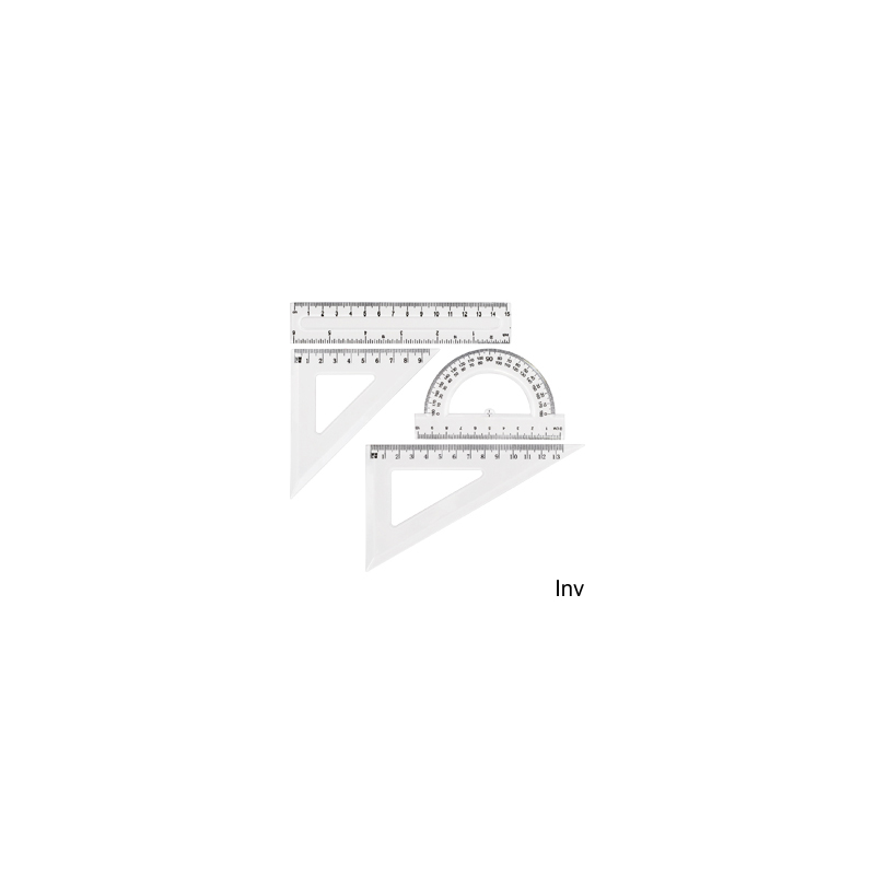 Zestaw geometryczny GR-031T przezroczysty Grand 130-1640 z linijką, cyrklem, kątomierzem, ekierką, ołówkiem i gumką