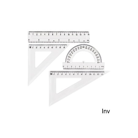 Zestaw geometryczny GR-031T przezroczysty Grand 130-1640 z linijką, cyrklem, kątomierzem, ekierką, ołówkiem i gumką