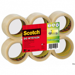 Taśma pakowa Scotch 3M HOT-MELT 50mm x 66m transparentna kauczukowa do wysyłek