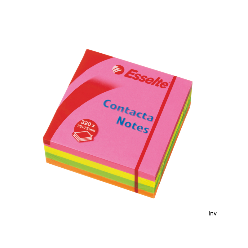 Bloczki samoprzylepne Esselte 75x75 mm neonowe 320 kartek w kostce