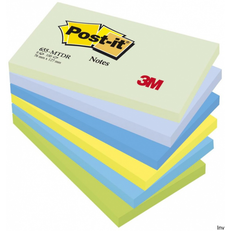 Post-It 3M Bloczek samoprzylepny 127x76mm, 6x100 sztuk, paleta marzycielska, gramatura 70-72g
