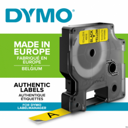 Taśma Dymo D1 12 mm x 7 m czarna/żółta do drukarek etykiet LabelManager i LabelWriter Duo