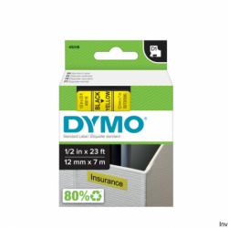 Taśma Dymo D1 12 mm x 7 m czarna/żółta do drukarek etykiet LabelManager i LabelWriter Duo