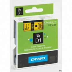 Taśma Dymo D1 12 mm x 7 m czarna/żółta do drukarek etykiet LabelManager i LabelWriter Duo