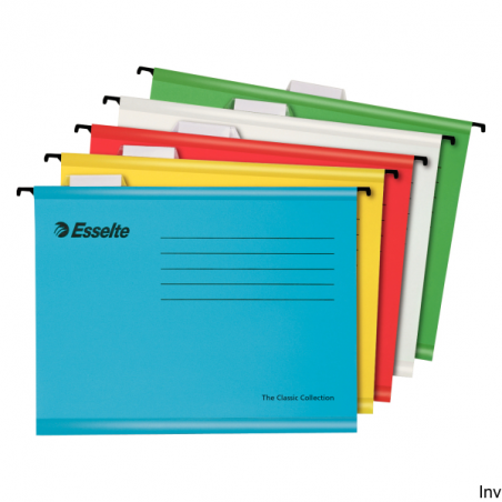 Teczki zawieszane Esselte Classic A4, mix kolorów, 10 sztuk, karton 210 gsm