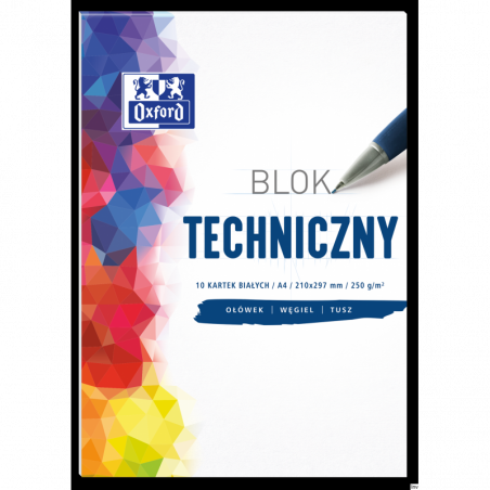 Blok techniczny Oxford A4 10 sztuk 250 g biały
