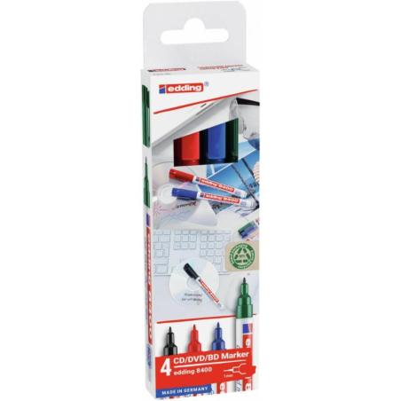 Marker do płyt CD/DVD/BD e-8400 EDDING, 0,5-1mm, 4 szt., mix kolorów