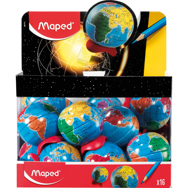 Temperówka GLOBE Maped z metalowym pojemnikiem, 1 otwór, 16 sztuk