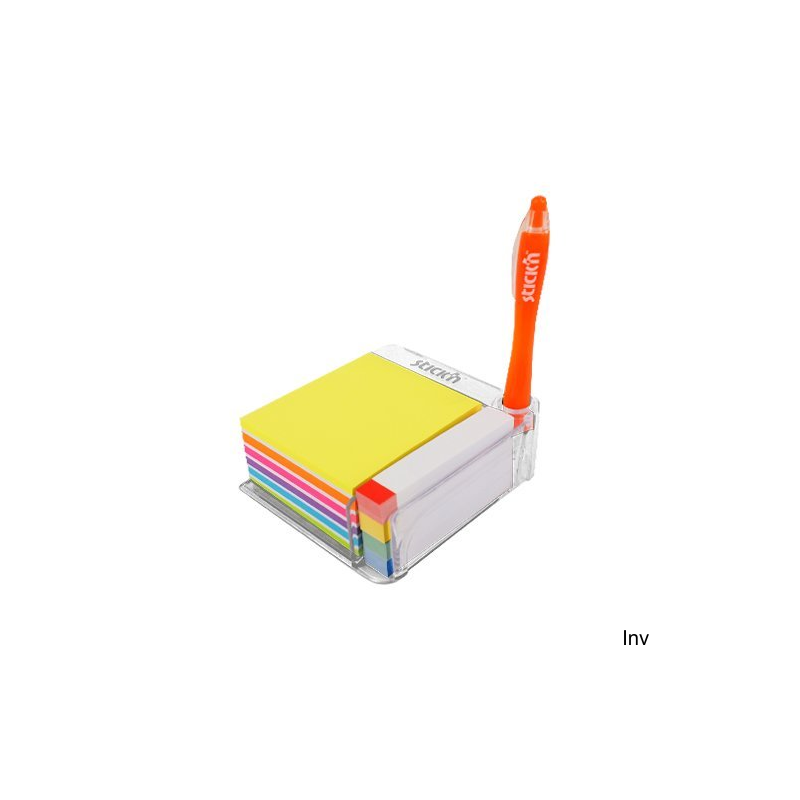 Przybornik StickN 21432 z notesami 76x76mm, 400 karteczkami i 380 zakładkami w mixie kolorów na biurko