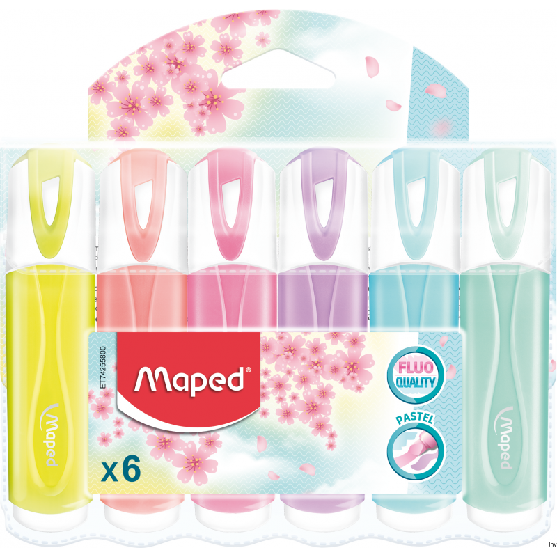 Maped Zakreślacze FLUO PEPS pastel mix 6 sztuk w etui