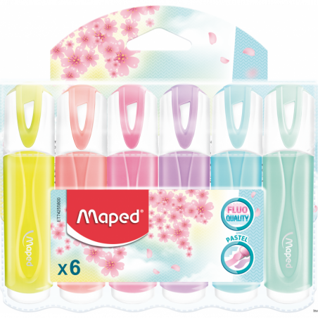 Maped Zakreślacze FLUO PEPS pastel mix 6 sztuk w etui