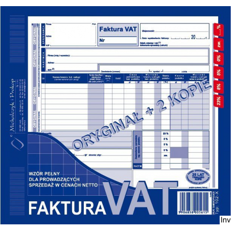 Faktura VAT wzór pełny A4 2/3 (z kopią) Michalczyk i Prokop
