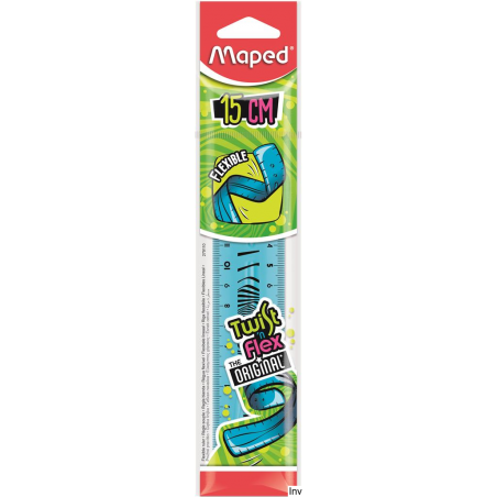 Linijka giętka 15 cm Maped TWIST"N FLEX, niełamliwa, mix kolorów: zielony, różowy, niebieski